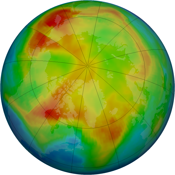 Arctic ozone map for 24 January 1999